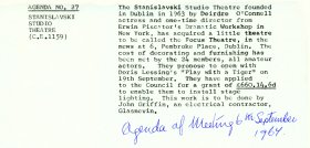 Agenda item 27 relating to the Stanislavski Studio Theatre, in the Arts Council's meeting of 6 September 1967 .